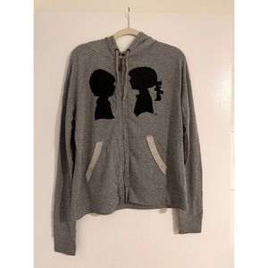 Boy Meets Girl Zip Up Heather Gray Sweatshirt